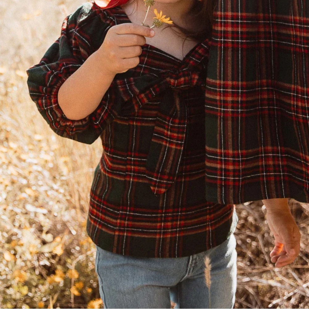 Ivy City Co Plaid Kids Blouse - Red and Green